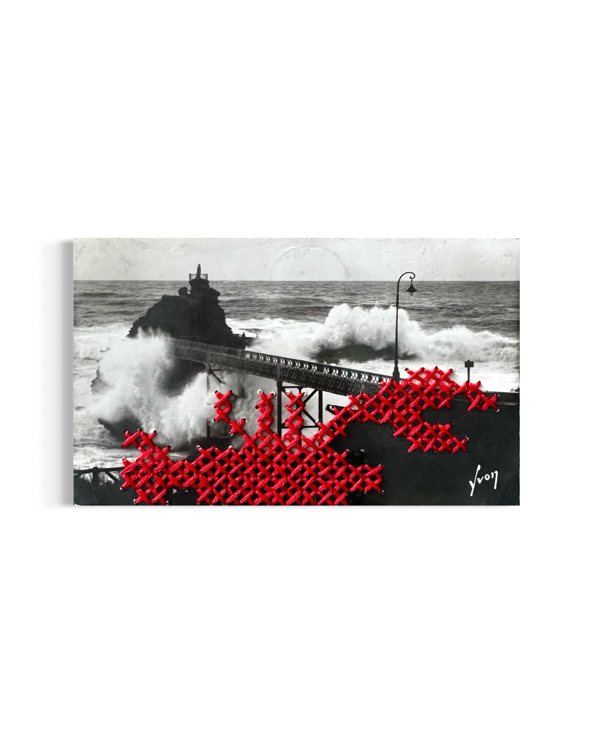 BIARRITZ N°5 - Carte Postale Vintage Brodée